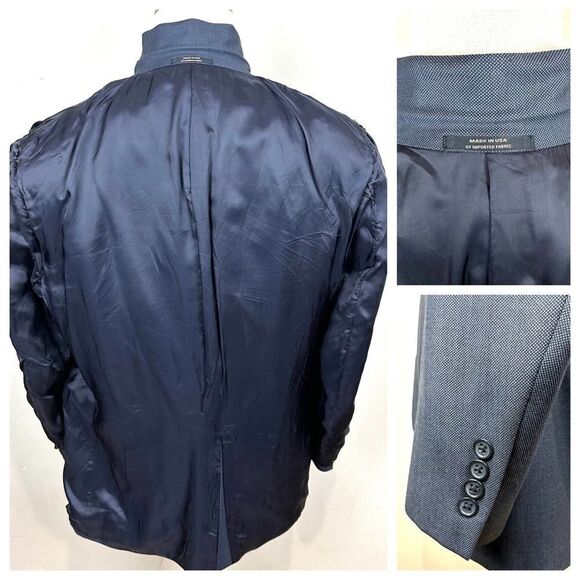 Hart Schaffner Marx Navy Birds Eye Gold Trumpeter Suit 46 R Pants 39 Read - Picture 7 of 13